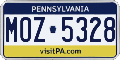 PA license plate MOZ5328