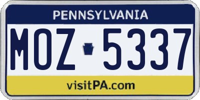 PA license plate MOZ5337