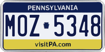 PA license plate MOZ5348