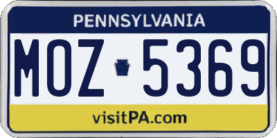 PA license plate MOZ5369