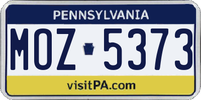 PA license plate MOZ5373