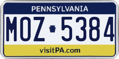 PA license plate MOZ5384