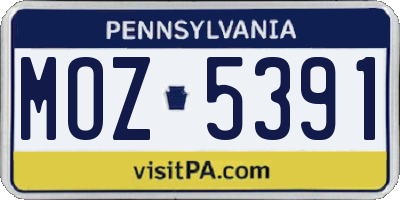 PA license plate MOZ5391