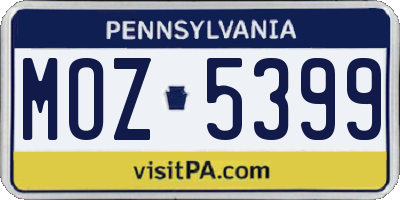 PA license plate MOZ5399