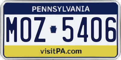 PA license plate MOZ5406