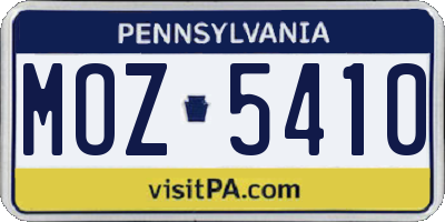 PA license plate MOZ5410