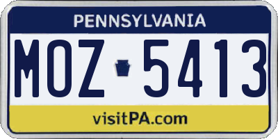 PA license plate MOZ5413