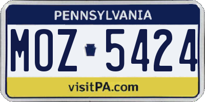 PA license plate MOZ5424