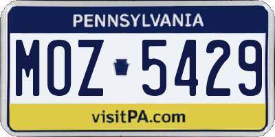 PA license plate MOZ5429