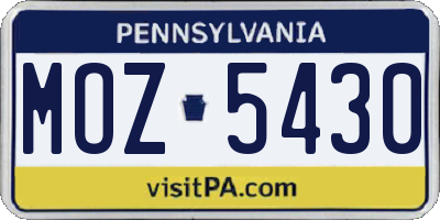 PA license plate MOZ5430