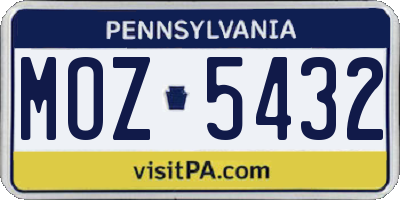 PA license plate MOZ5432