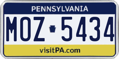PA license plate MOZ5434