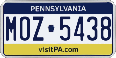 PA license plate MOZ5438