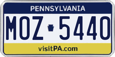 PA license plate MOZ5440