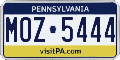 PA license plate MOZ5444