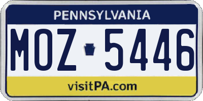 PA license plate MOZ5446