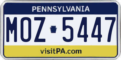 PA license plate MOZ5447
