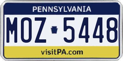 PA license plate MOZ5448