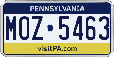 PA license plate MOZ5463