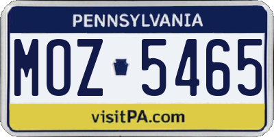 PA license plate MOZ5465