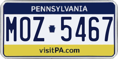 PA license plate MOZ5467