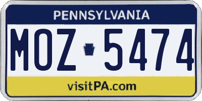 PA license plate MOZ5474