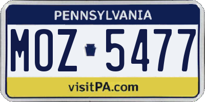 PA license plate MOZ5477