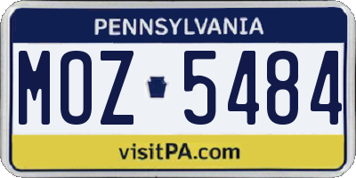 PA license plate MOZ5484