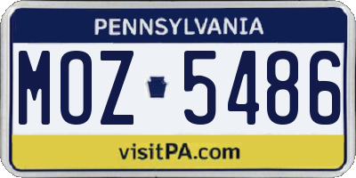PA license plate MOZ5486