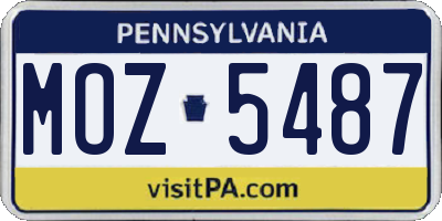 PA license plate MOZ5487