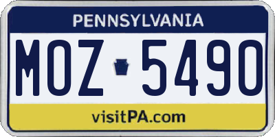 PA license plate MOZ5490