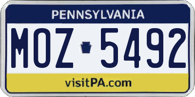 PA license plate MOZ5492