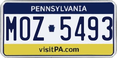 PA license plate MOZ5493