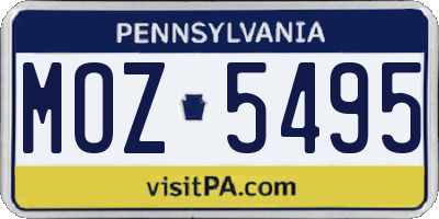 PA license plate MOZ5495