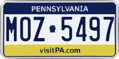 PA license plate MOZ5497