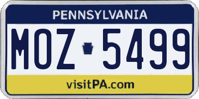 PA license plate MOZ5499