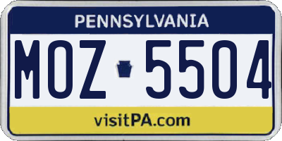 PA license plate MOZ5504