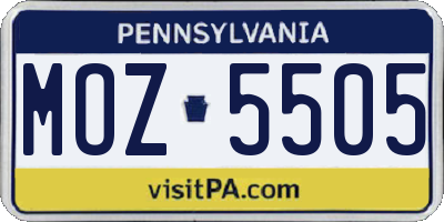 PA license plate MOZ5505