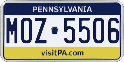 PA license plate MOZ5506