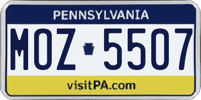 PA license plate MOZ5507