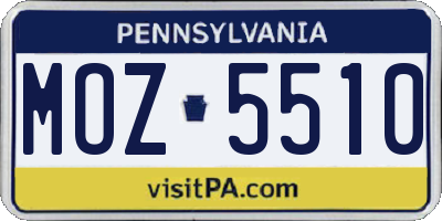 PA license plate MOZ5510
