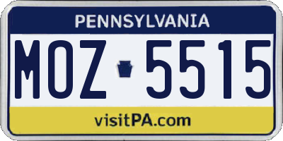 PA license plate MOZ5515