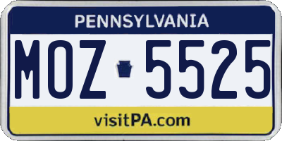 PA license plate MOZ5525