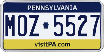 PA license plate MOZ5527