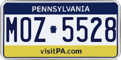 PA license plate MOZ5528