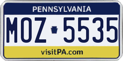 PA license plate MOZ5535