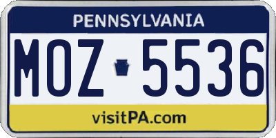 PA license plate MOZ5536