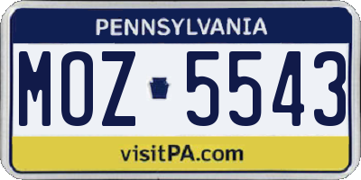 PA license plate MOZ5543