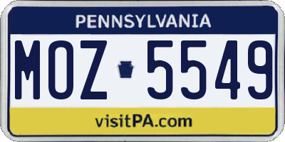 PA license plate MOZ5549