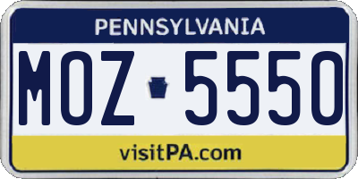 PA license plate MOZ5550